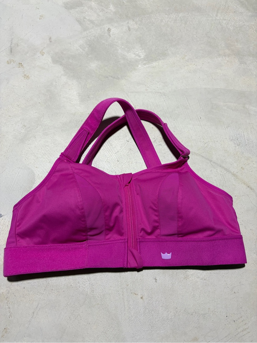 Shefit magenta pink front zip sports bra moisture wicking 1luxe